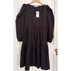 BNWT Black Tiered Square Neck Dress from Mango Size XL (10)